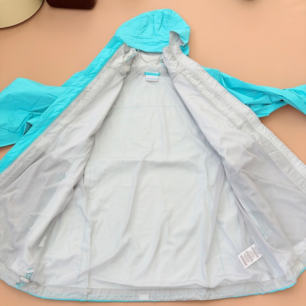 Columbia Arcadia II Jacket Womens Large Teal Blue Breathable Rain Coat Omnitech - Picture 14 of 16